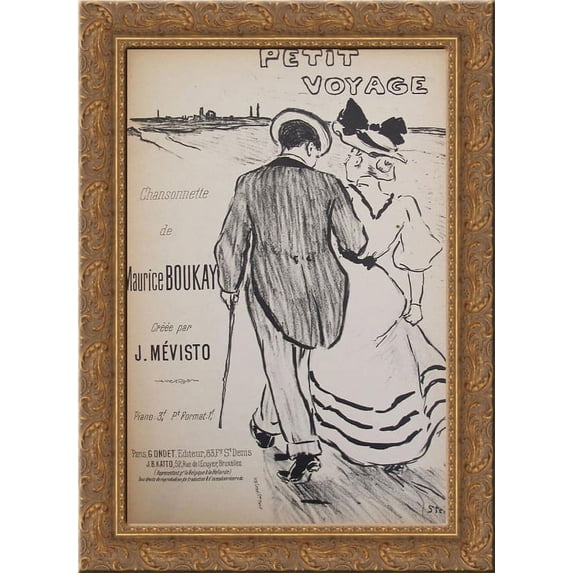 Petit Voyage 24x18 Gold Ornate Wood Framed Canvas Art by Theophile Steinlen