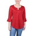 thumbnail image 1 of Petite 3/4 Bell Sleeve Top With Hardware, 1 of 3