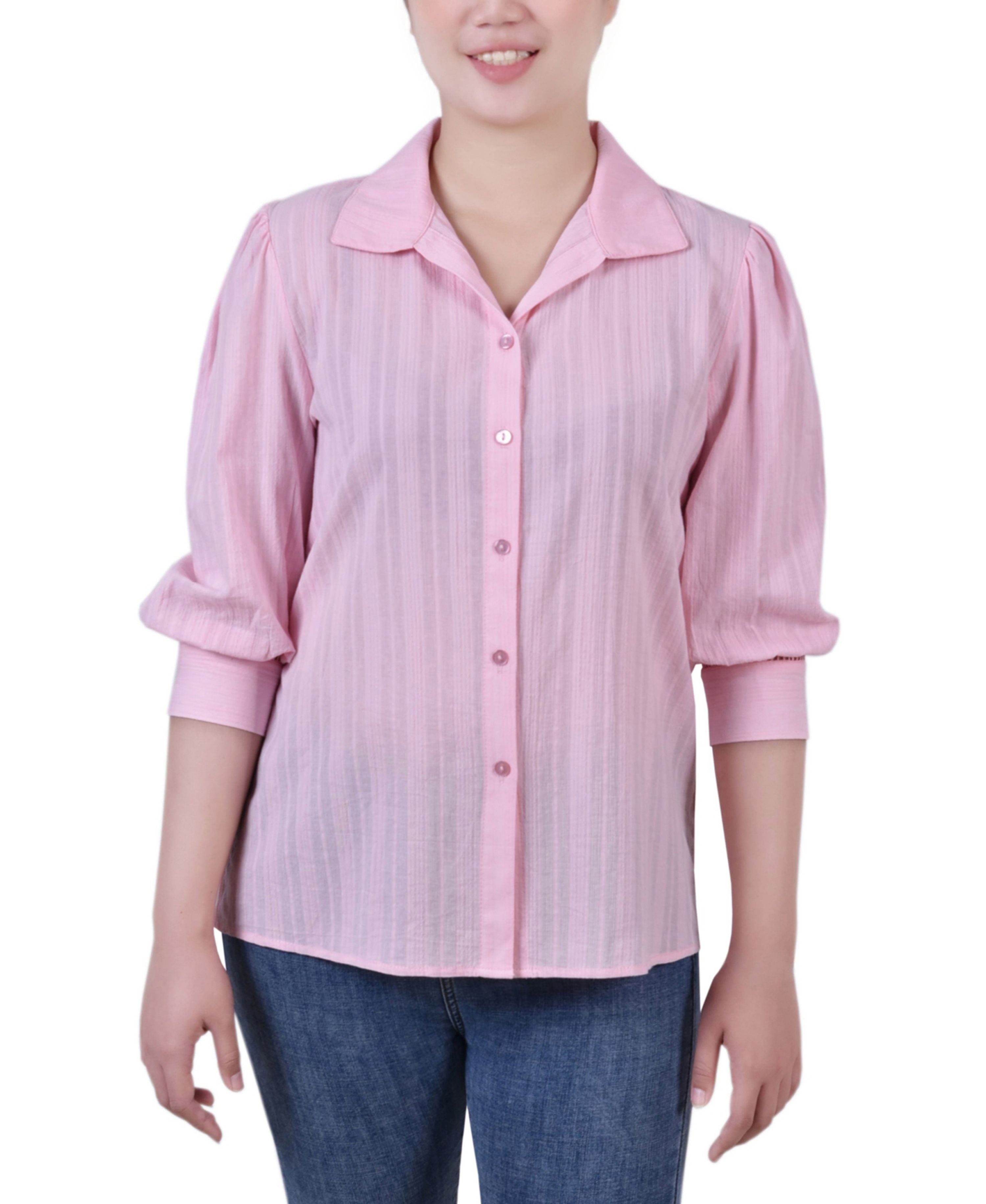 売れ筋商品|||ニューヨークコレクション カットソー トップス レディース Women's Short Rolled Sleeve Button Front Blouse Blue Festtribal NY Collection Women's Short Rolled Sleeve Button Front