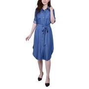 chinese dress ladies Petite Denim Dress for Women with Short Sleeves