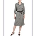 thumbnail image 1 of NY Collection Women's Petite 3/4 Roll Tab Sleeve Button Shirt dress Size PM NWT, 1 of 5
