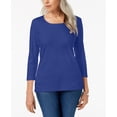 thumbnail image 1 of Petite 3/4 Sleeve Cotton Scoop-Neck Top Ultra Blue PS, 1 of 1