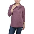 thumbnail image 1 of Petite 3/4 Sleeve Crossover Cowl Neck Top Mauve PM, 1 of 1