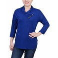 thumbnail image 1 of Petite 3/4 Sleeve Crossover Cowl Neck Top Surf The Web Enzoz PL, 1 of 1