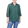 thumbnail image 1 of Petite 3/4 Sleeve Foiled Jacquard Chiffon Blouse, 1 of 3