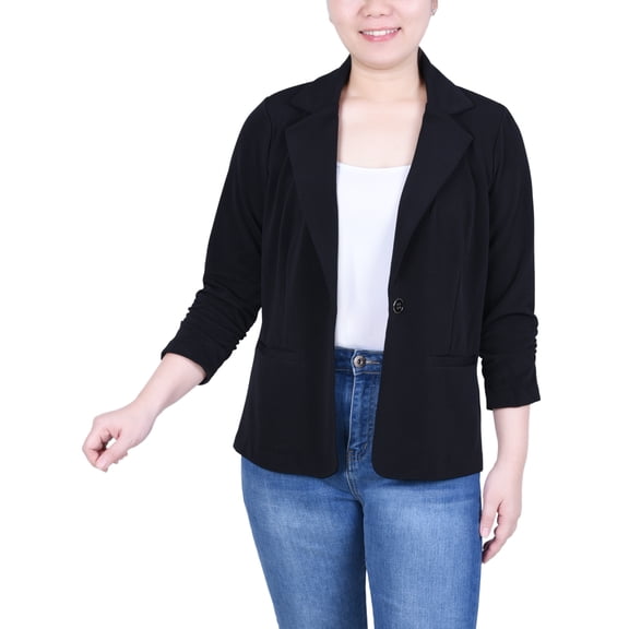 Petite 3/4 Sleeve Knit Ottoman Jacket
