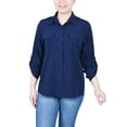 thumbnail image 1 of Petite 3/4 Sleeve Roll Tab Blouse, 1 of 3