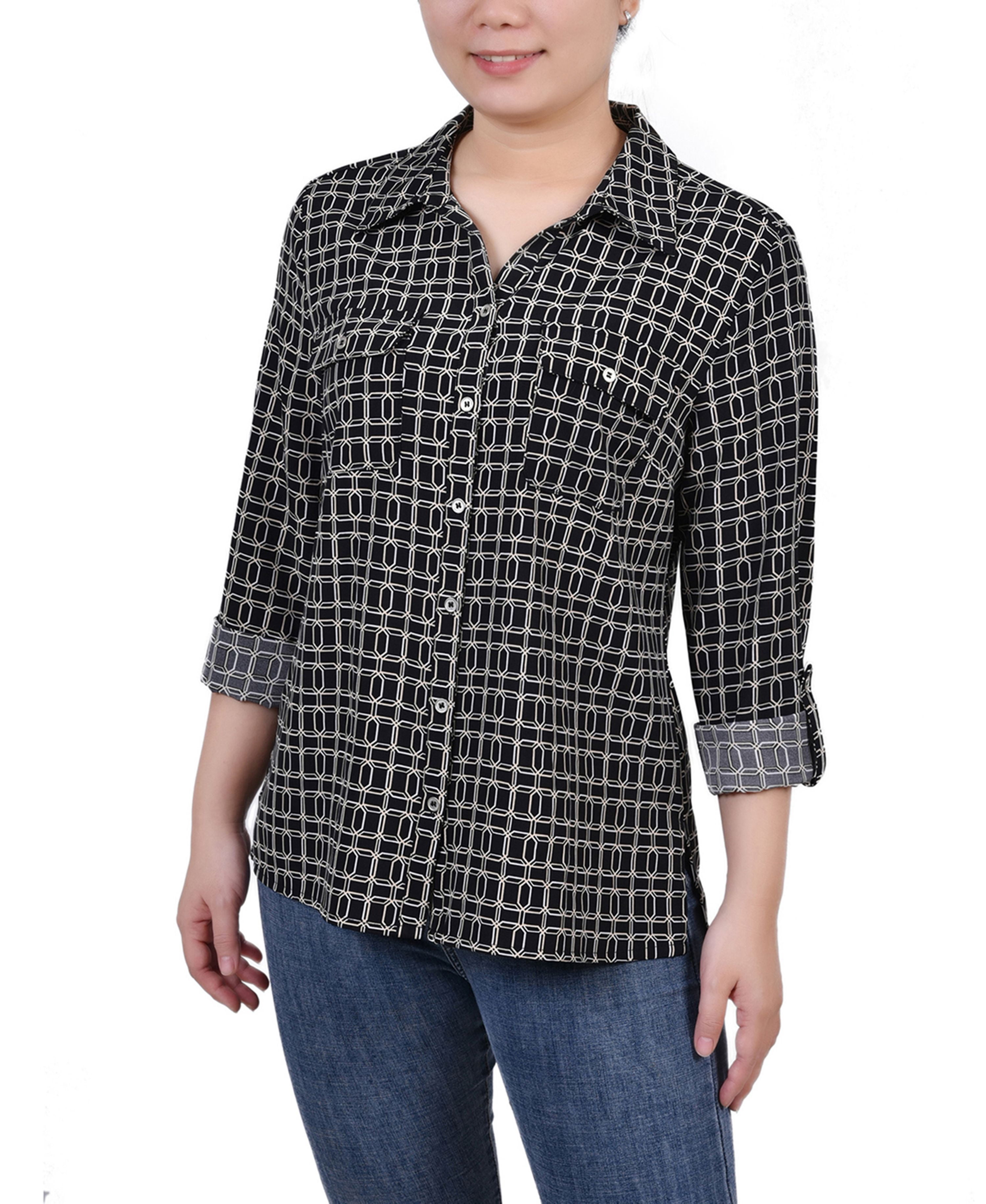 Petite 3/4 Sleeve Tiered Hem Blouse main image 1