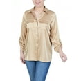 thumbnail image 1 of Petite 3/4 Sleeve Roll Tab Satin Blouse, 1 of 3