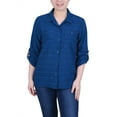 thumbnail image 1 of Petite 3/4 Sleeve Woven Jacquard Blouse, 1 of 3