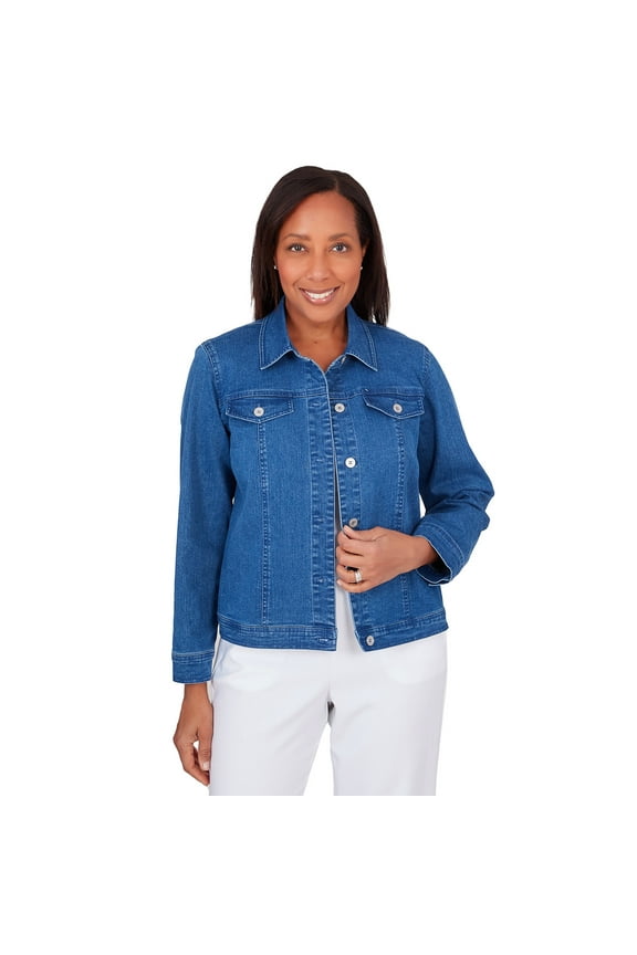 Womens Petite Classic Fit Denim Jacket