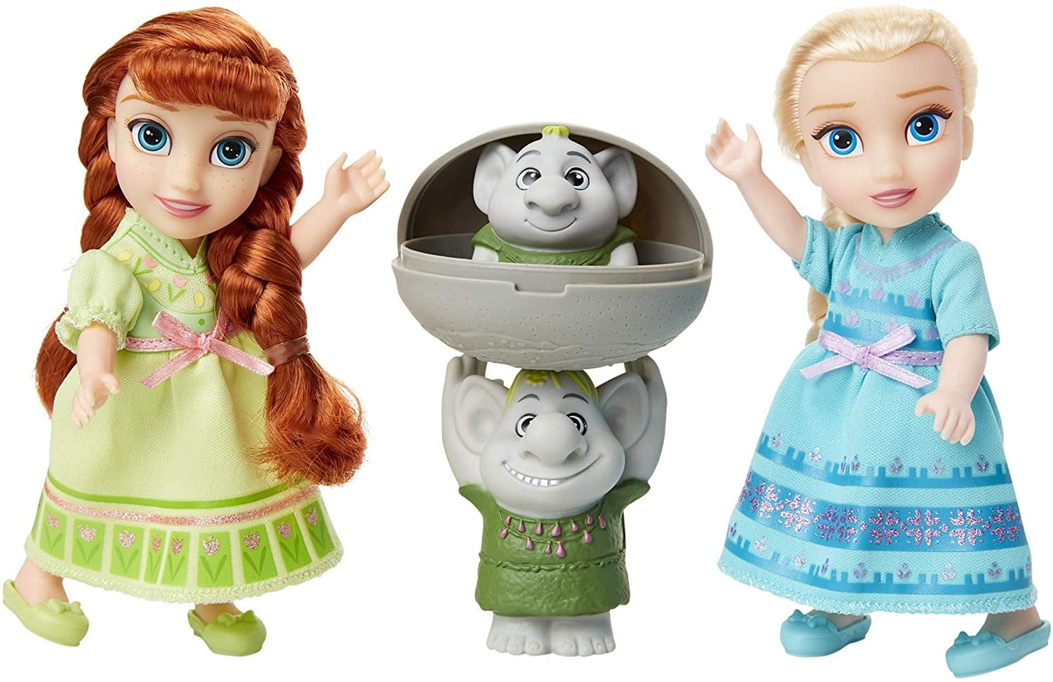 Petite Anna & Elsa Dolls with Surprise Trolls Gift Set, Each Doll is ...