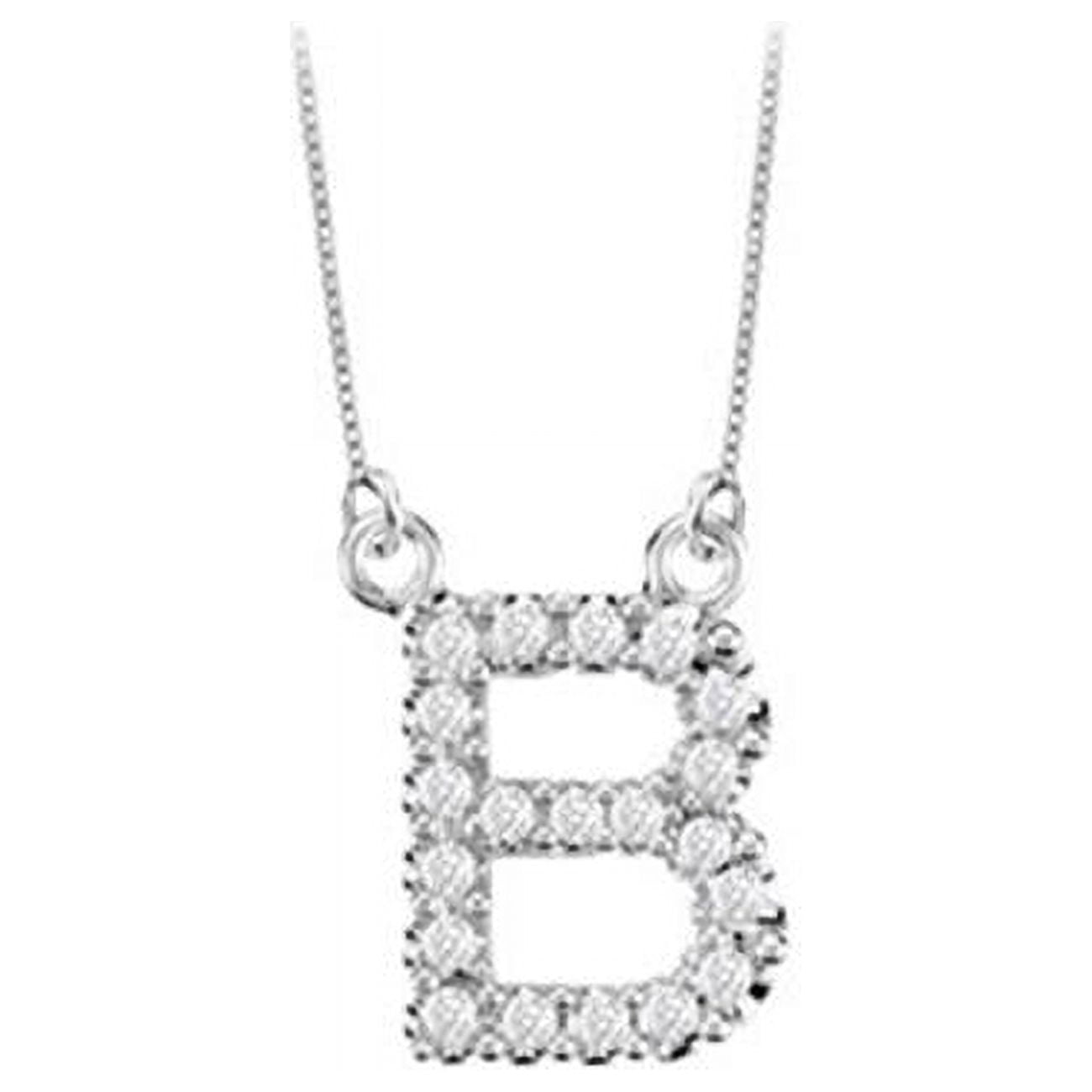 14K White Gold 0.20 ctw Diamond Initial Pendant with Chain