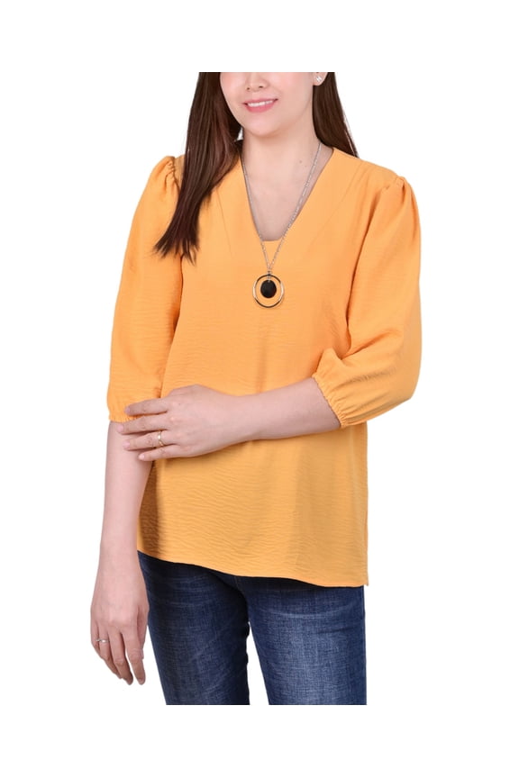 Petite Balloon Sleeve Pullover with Necklace Marigold PS