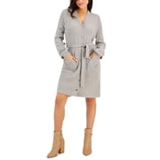 Petite Belted Sweater Mini Dress Light Grey PS