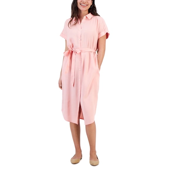Petite Belted Woven Shirtdress Mango Beach PP