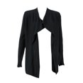 thumbnail image 1 of Petite Black Long-Sleeve Shawl-Collar Open-Front Cardigan, 1 of 2
