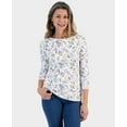 thumbnail image 1 of Petite Boat-Neck 3/4-Sleeve Top Shannon Bright White PS, 1 of 1