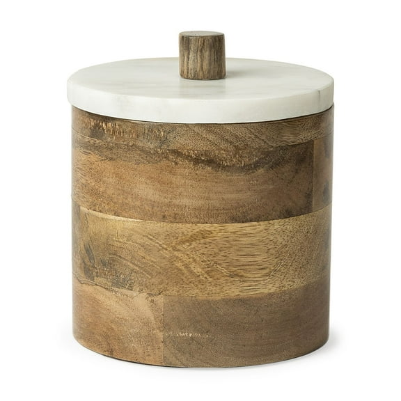Petite Brown Wooden Round Storage Box