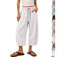 thumbnail image 1 of Petite Capri Pants Womens Wide Leg Palazzo 2026 Summer Casual Pull on High Waisted Barrel Lounge Flowy Cropped Beach Work Trousers Gray L, 1 of 7