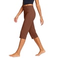 thumbnail image 1 of Petite Capri Pants for Women Dressy Pull On Pants Slim Fit High Waist with Pockets Stretch Gaucho Casual Work Pants Brown S, 1 of 5