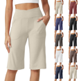 thumbnail image 1 of Petite Capri Shorts for Women Knee Length Stretch Bermuda Casual Long Shorts With Pockets Summer Outdoor Walking Lounge Gym Beige XL, 1 of 7