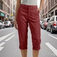 thumbnail image 1 of Petite Cargo Capris for Women 2026 Summer Casual High Waisted Button Loose Travel Hiking Capri Cropped Pants with Pockets Wine XL, 1 of 5