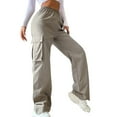 thumbnail image 1 of Petite Cargo Pants For Women High Waisted Trendy Lightweight Joggers Elastic Straight Leg with Pocket Casual Baggy Pants Gray XL, 1 of 7