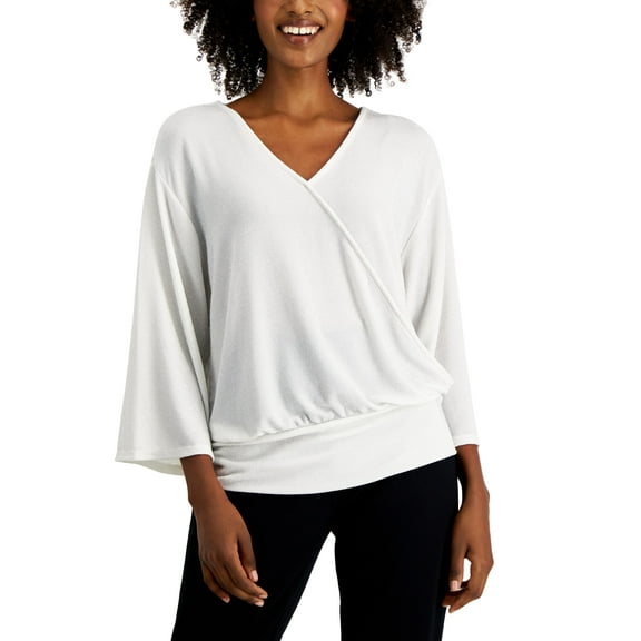 Petite Caviar Glitter 3/4-Sleeve Top Neo Natural PL