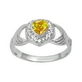 thumbnail image 1 of Petite Claddagh 5MM Heart Yellow CZ 925 Sterling Silver Women's Valentines Day Gifts Ring, 1 of 2