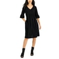thumbnail image 1 of Petite Clip Dot Flared-Sleeve A-Line Dress Black PM, 1 of 1