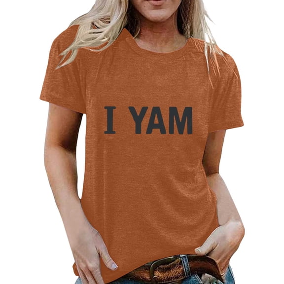 Petite Clothing for Women Short Sleeve Crew Neck Graphic Print Comfort Style formal Tops for Women,Brown,S