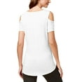 thumbnail image 1 of JM Collection Petite Cold-Shoulder Top Bright White PL, 1 of 1