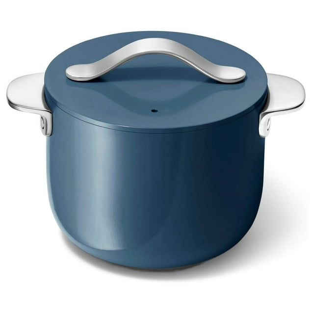 Petite Cooker - 2 Qt Ceramic Coated Pot - From Chemicals - Perfect for Rice, Grains, or Sauces - Navy