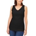 thumbnail image 1 of Petite Cotton Lace-Trim Tank Top Deep Black PXL, 1 of 1