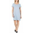 thumbnail image 1 of Petite Cotton Seam-Detail Dress Light Blue Heather PS, 1 of 1