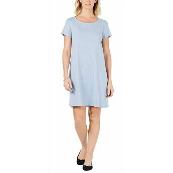 Petite Cotton Seam-Detail Dress Light Blue Heather PS