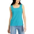 thumbnail image 1 of Petite Cotton Square-Neck Tank Top Aqua Oasis PM, 1 of 1