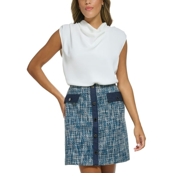 Petite Cowl Neck Sleeveless Top Cream PS