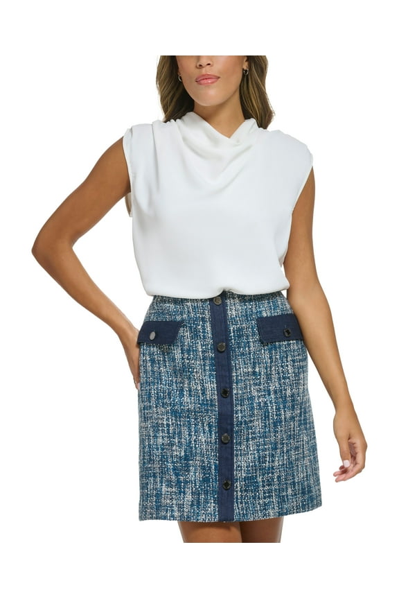 Petite Cowl Neck Sleeveless Top Cream PS