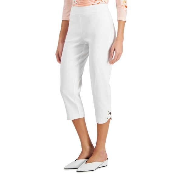 Petite Crisscross-Hem Capri Pants Bright White PXL