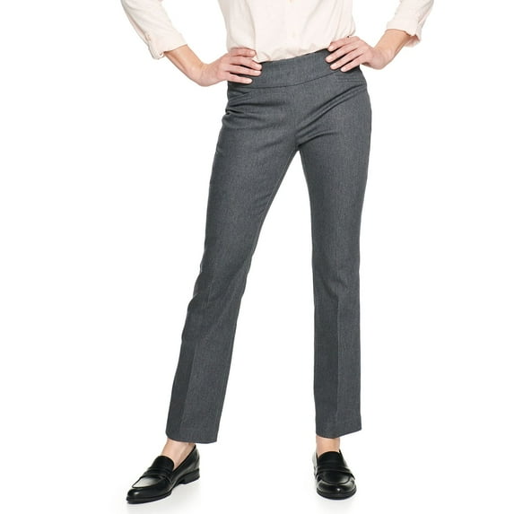 Petite Croft & Barrow® Effortless Stretch Pull-On Bootcut Pants Color: Heather Gray Size: 4P-SHORT