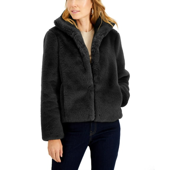 Petite Cropped Faux-Fur Jacket Deep Black PL