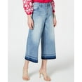 thumbnail image 1 of Petite Cropped Wide Leg Released Hem Jeans Light Indigo 2P, 1 of 1