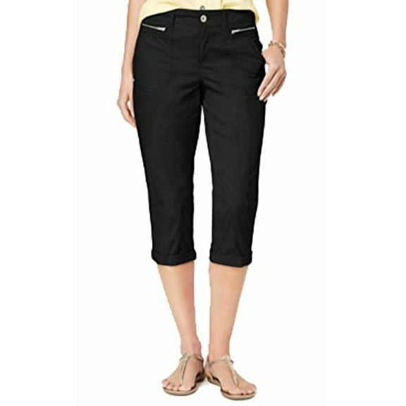 Petite Cuffed Capri Pants Deep Black 6P