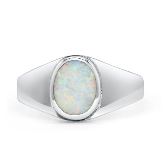 Petite Dainty Fashion Oval Lab Created White Opal Ring Band 925 Sterling Silver Size 8