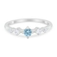 thumbnail image 1 of Petite Dainty Fashion Round Ring Aquamarine CZ 925 Sterling Silver Size 5, 1 of 7