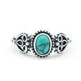 thumbnail image 1 of Petite Dainty Oval Solitaire Promise Ring Band Turquoise Oxidized Braided 925 Sterling Silver Size 10, 1 of 6