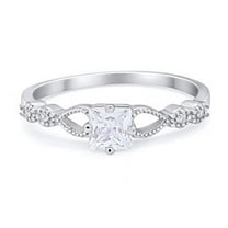 Petite Dainty Princess Cut Ring CZ 925 Sterling Silver Size 5