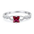 thumbnail image 1 of Petite Dainty Princess Cut Ring Ruby CZ 925 Sterling Silver Size 7, 1 of 3